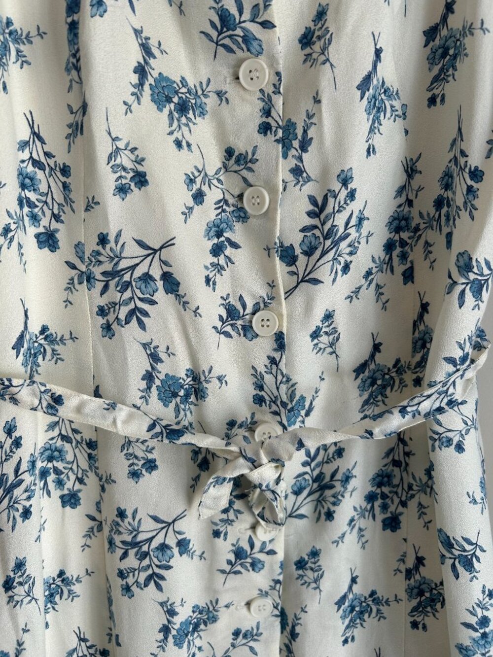 Blu Pepper Blue Floral Midi Dress Button Front Tie Waist Cottagecore Sundress M - Picture 7 of 11